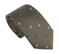Neat Chequered Flower Red Label Silk Tie - Green