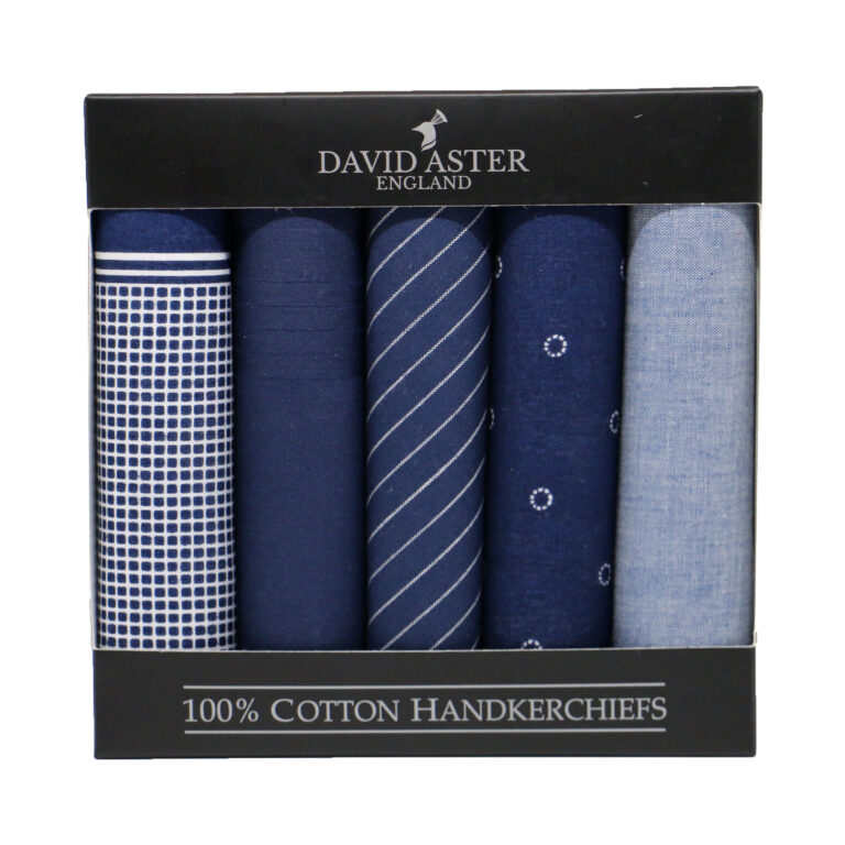 Pack of 5 Dark Blue Assorted Handkerchiefs