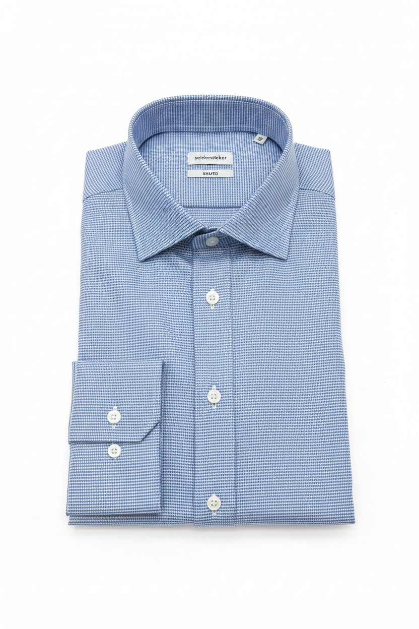 Seidensticker New Kent Puppy Tooth Shirt - Blue
