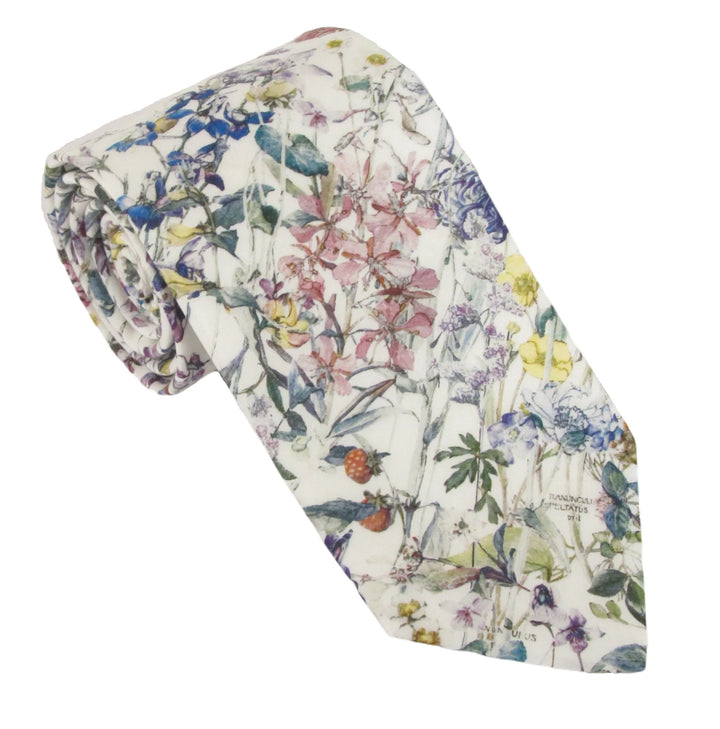Liberty Fabric Cotton Tie - Wild Flowers by Van Buck - Ivory