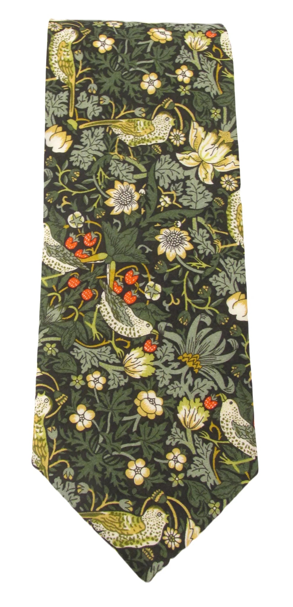 Liberty Fabric Cotton Tie - Strawberry Thief by Van Buck - Forest