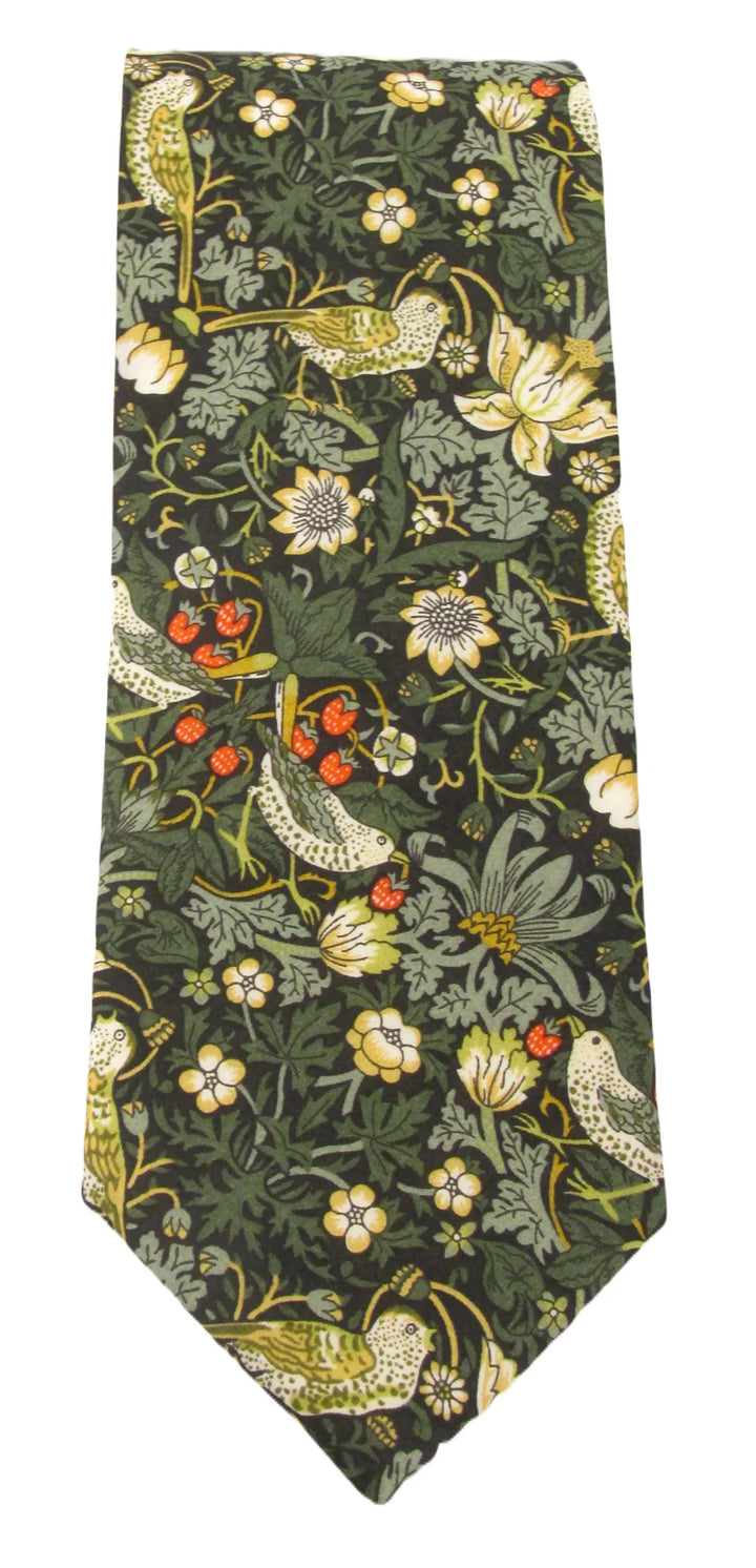 Liberty Fabric Cotton Tie - Strawberry Thief by Van Buck - Forest