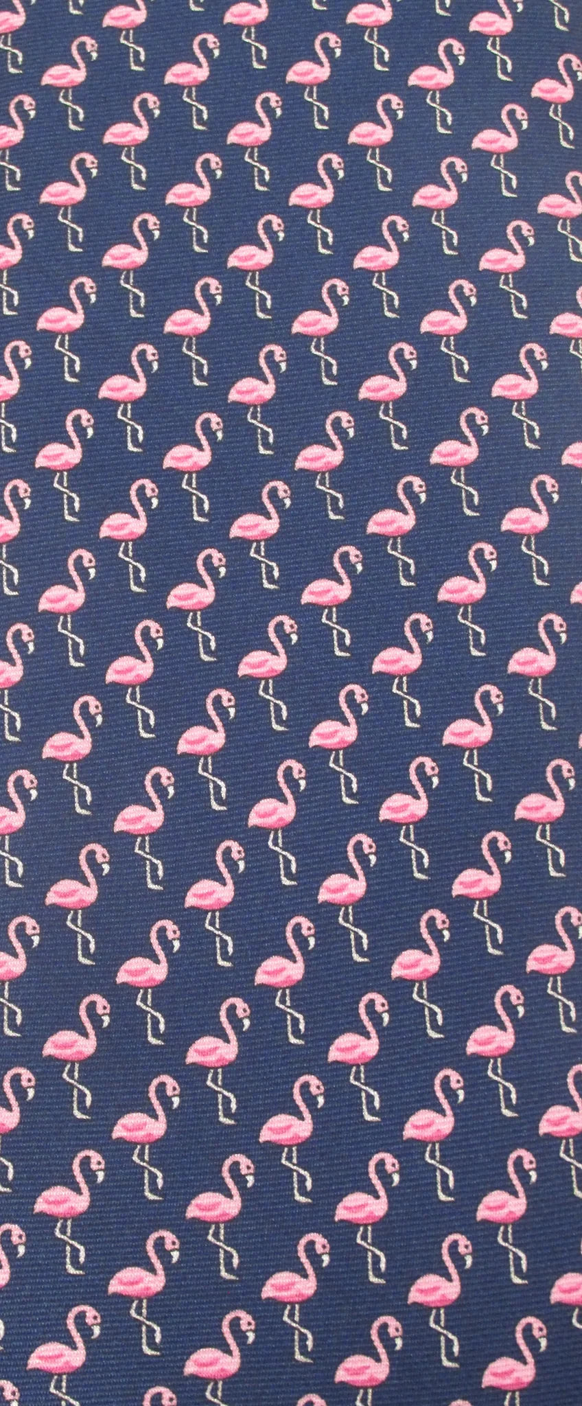 Italian Printed Silk Navy &amp; Pink Flamingo Tie
