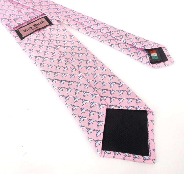 Italian Printed Silk Pink Dolphins