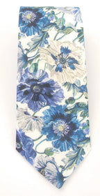 Liberty Fabric Cotton Tie - Poppy Amelie by Van Buck - Blue
