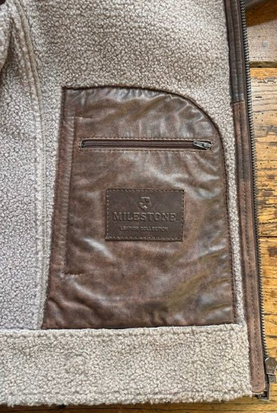 Milestone Camino Leather Pilots Jacket - Mid Brown
