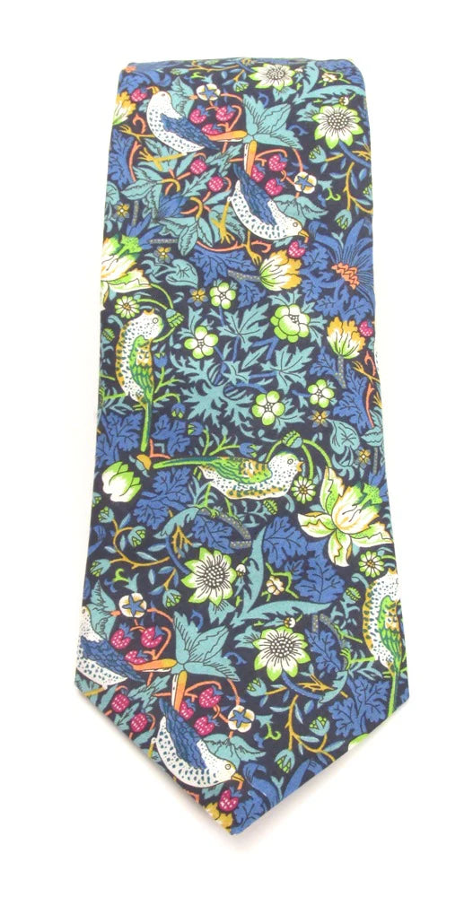 Liberty Fabric Cotton Tie - Strawberry Thief by Van Buck - Green
