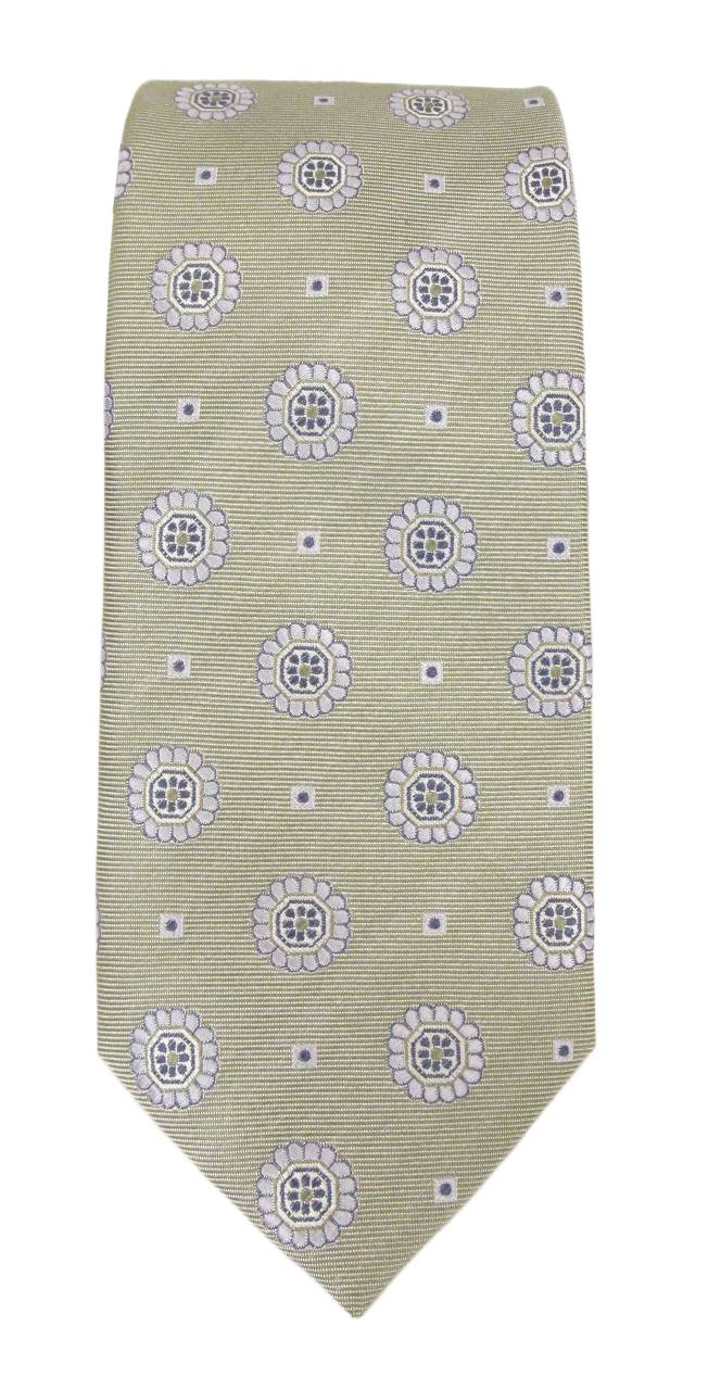 Floral Medallion Silk Tie - Sage Green