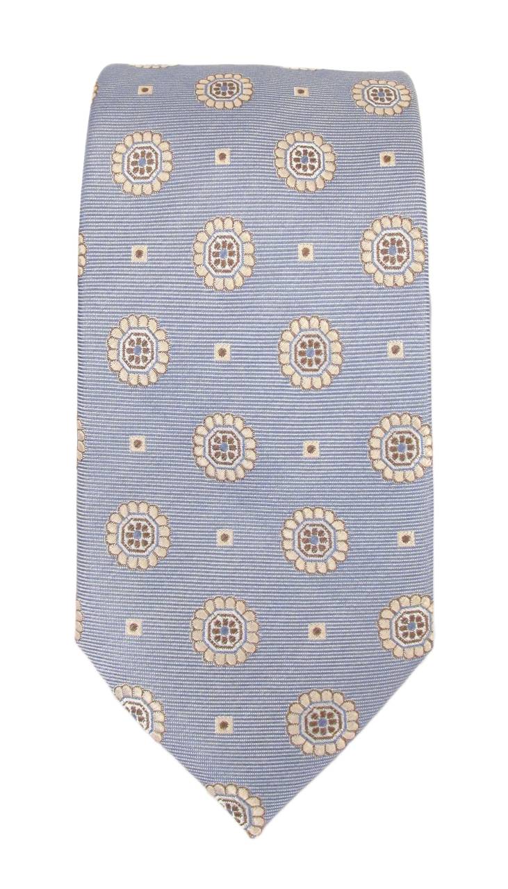 Floral Medallion Silk Tie - Sky Blue