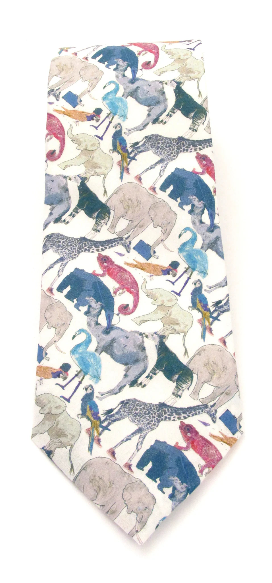 Liberty Fabric Cotton Tie - Queue for the Zoo by Van Buck