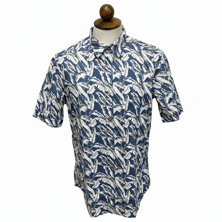 Olymp Casual Blue Leaf Print Shirt (401012)