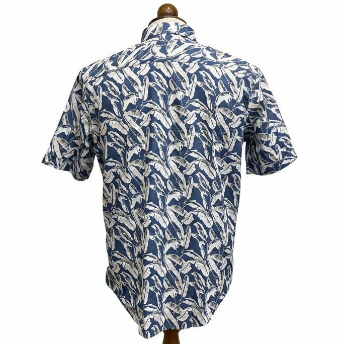 Olymp Casual Blue Leaf Print Shirt (401012)
