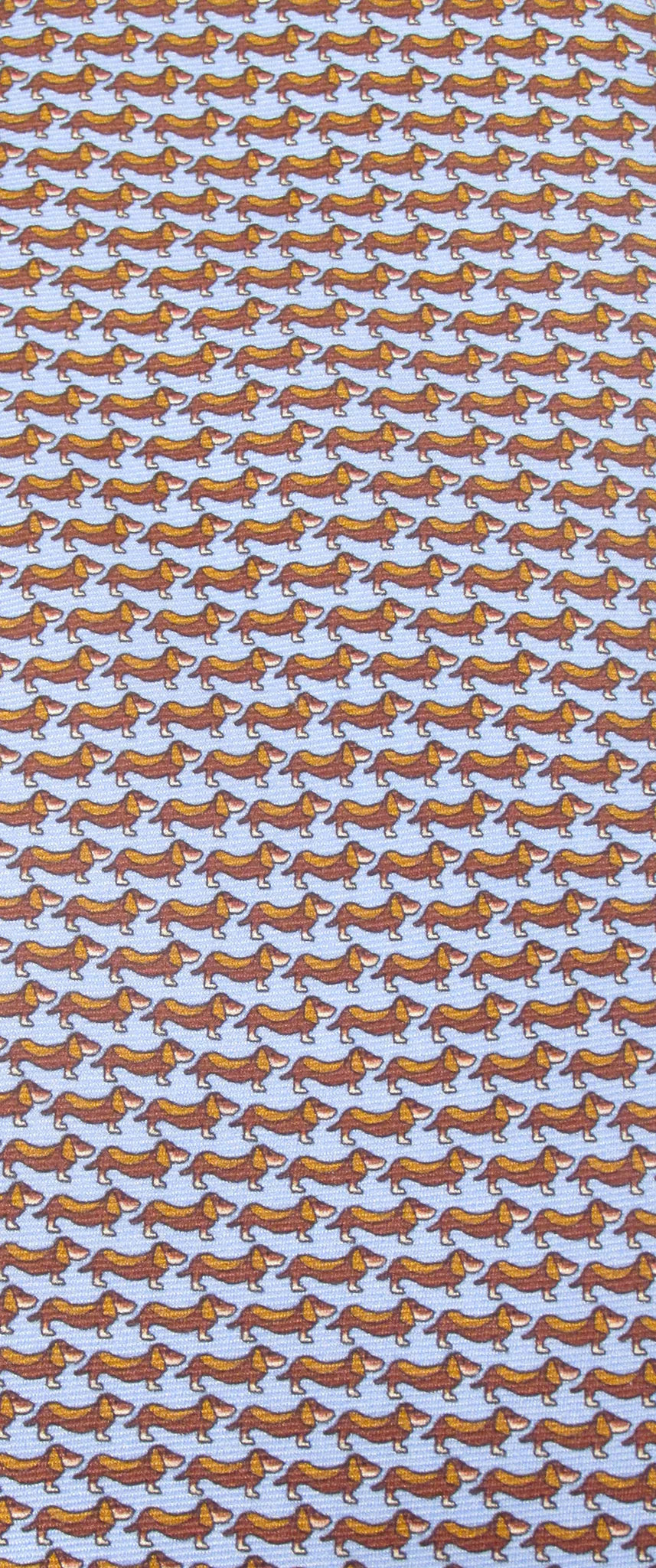 Italian Printed Silk Blue & Brown Dachshund Dog Tie