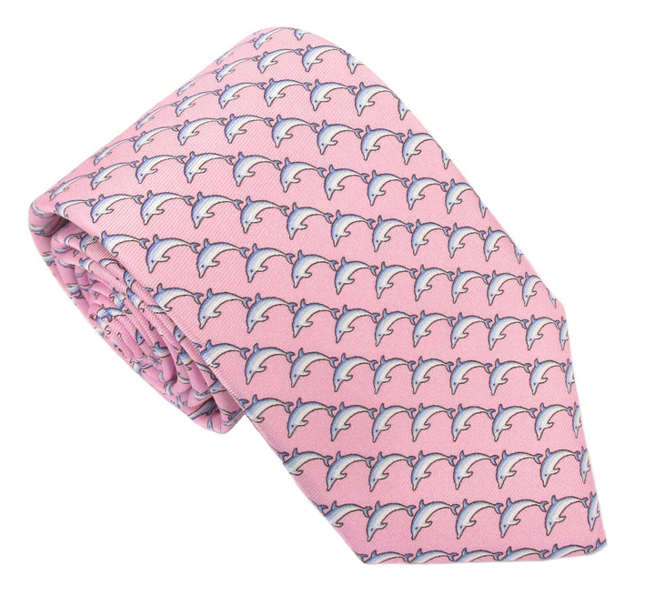 Italian Printed Silk Pink Dolphins