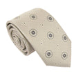 Floral Medallion Linen Weave Silk Tie - Ivory
