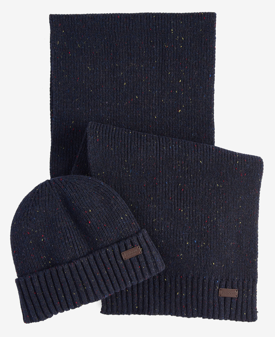 Barbour Carlton Fleck Beanie &amp; Scarf Gift Set - Navy