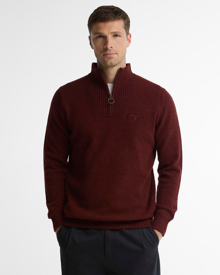 Barbour Essential Lambswool Half Zip Knitted Jumper - Russet