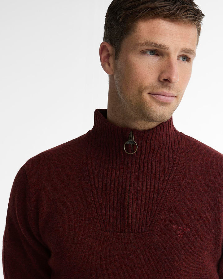 Barbour Essential Lambswool Half Zip Knitted Jumper - Russet