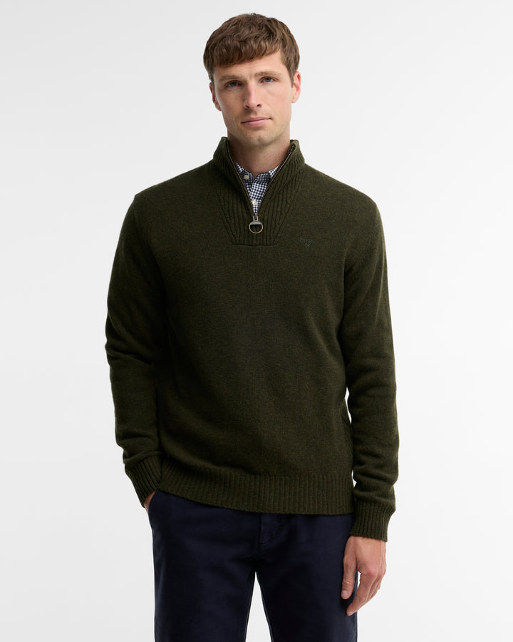 Barbour Essential Lambswool Half Zip Knitted Jumper - Seaweed