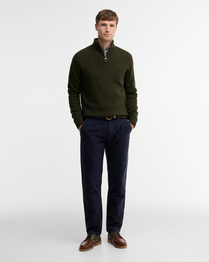 Barbour Essential Lambswool Half Zip Knitted Jumper - Seaweed