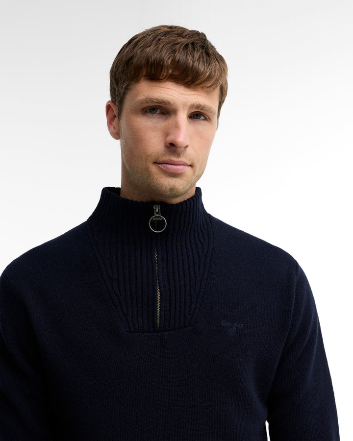 Barbour Essential Lambswool Half Zip Knitted Jumper - Navy