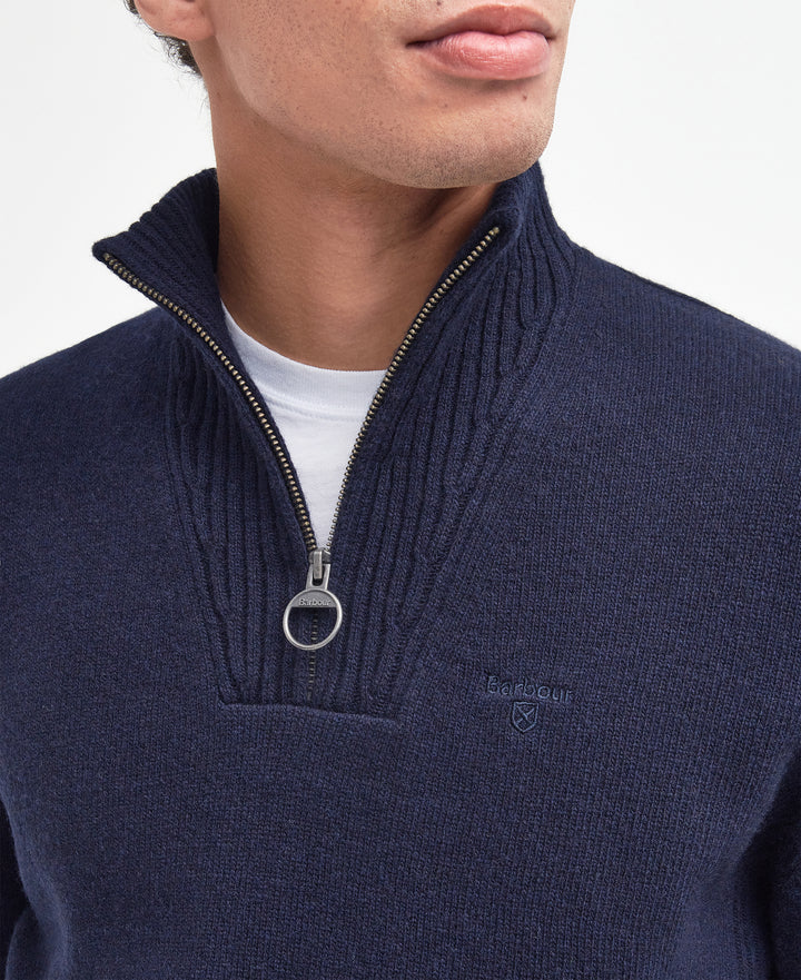 Barbour Essential Lambswool Half Zip Knitted Jumper - Navy
