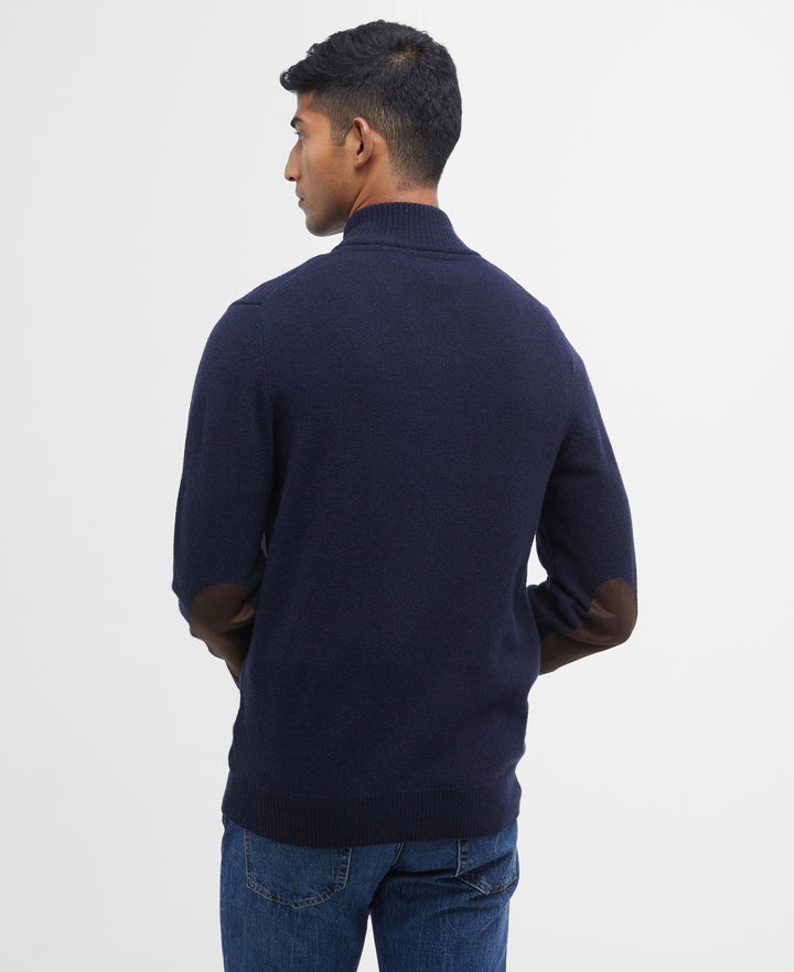 Barbour Essential Patch Zip Through Knitted Jumper - Navy