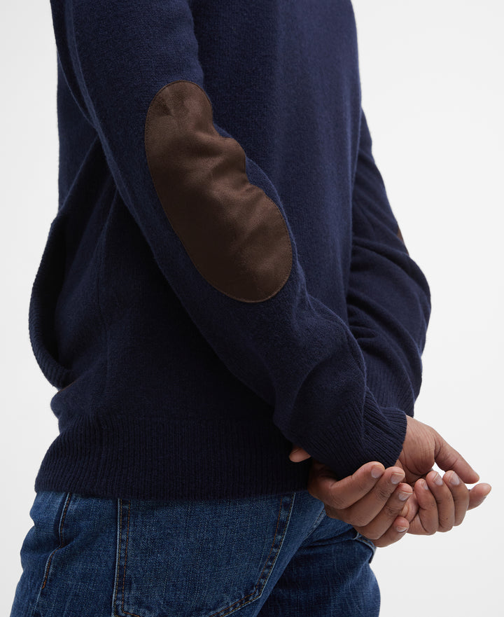 Barbour Essential Patch Zip Through Knitted Jumper - Navy