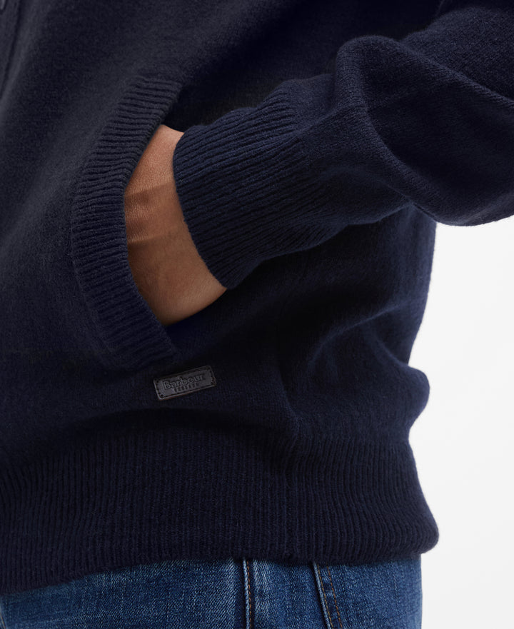 Barbour Essential Patch Zip Through Knitted Jumper - Navy