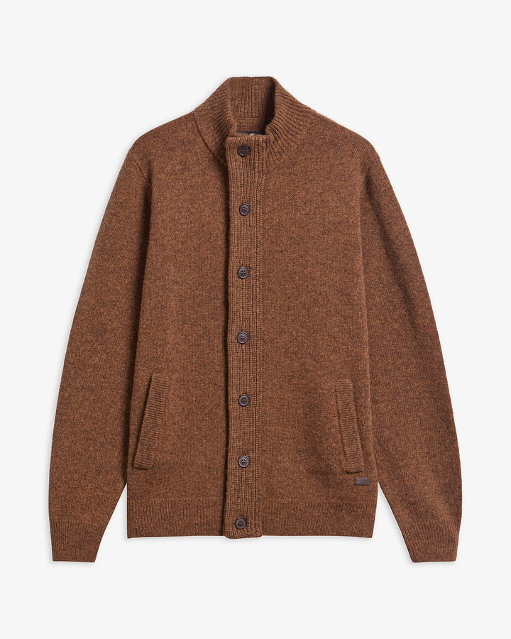 Barbour Essential Patch Zip Through Knitted Jumper - Bracken