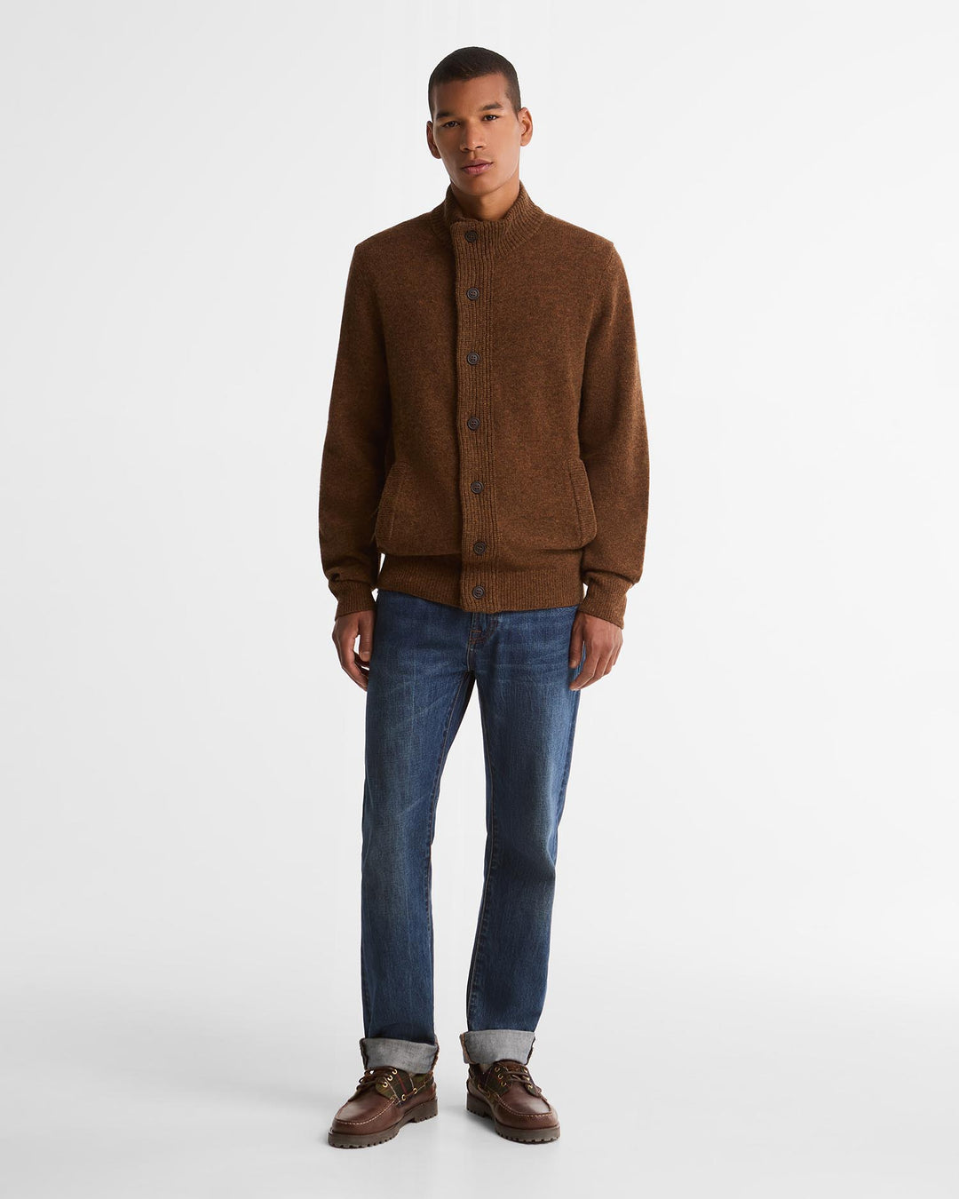 Barbour Essential Patch Zip Through Knitted Jumper - Bracken