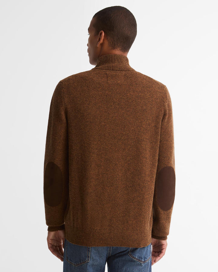 Barbour Essential Patch Zip Through Knitted Jumper - Bracken