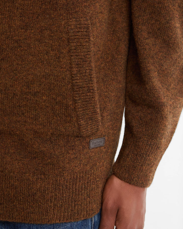 Barbour Essential Patch Zip Through Knitted Jumper - Bracken