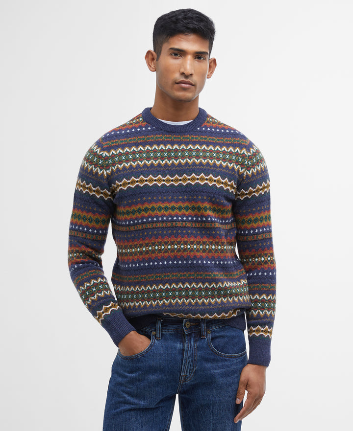 Barbour Case Fairisle Crew Neck Sweater - Navy Marl