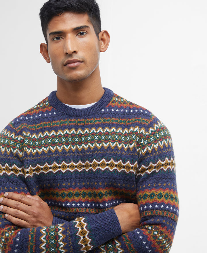 Barbour Case Fairisle Crew Neck Sweater - Navy Marl
