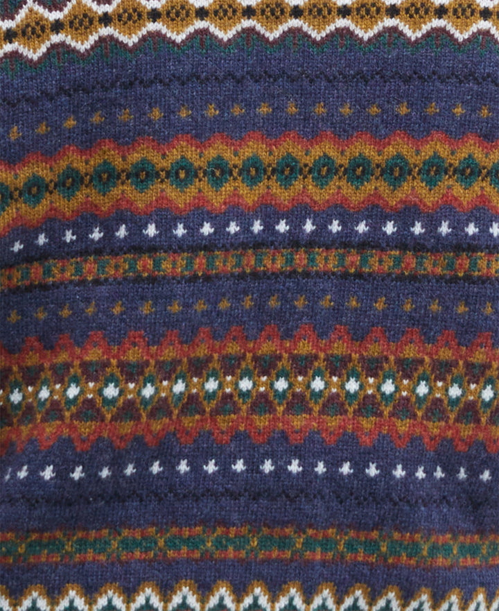 Barbour Case Fairisle Crew Neck Sweater - Navy Marl