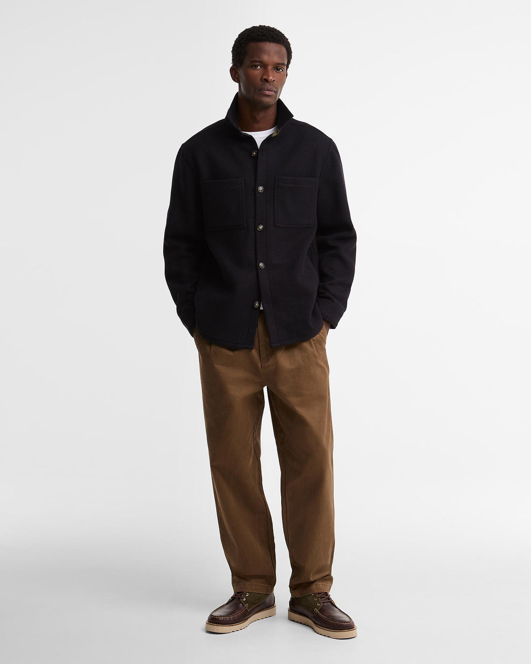 Barbour Marltown Tailored Wool Blend Overshirt - Navy Marl