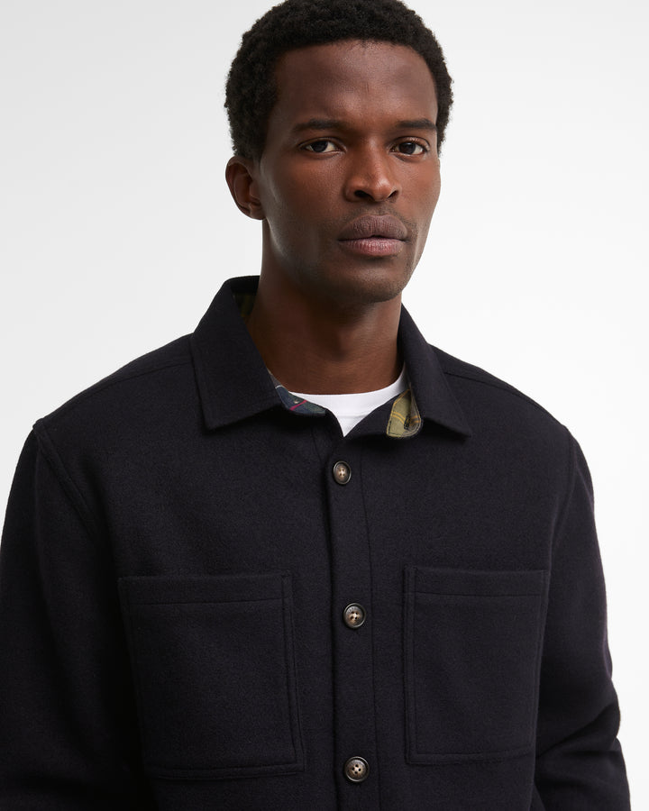 Barbour Marltown Tailored Wool Blend Overshirt - Navy Marl