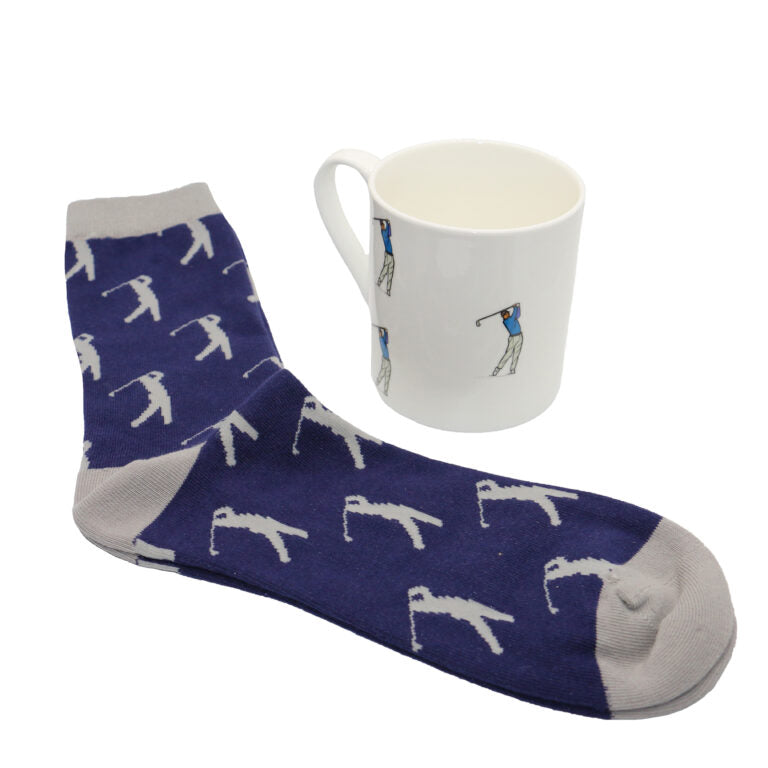 Golfer Fine Bone China Mug &amp; Sock Set