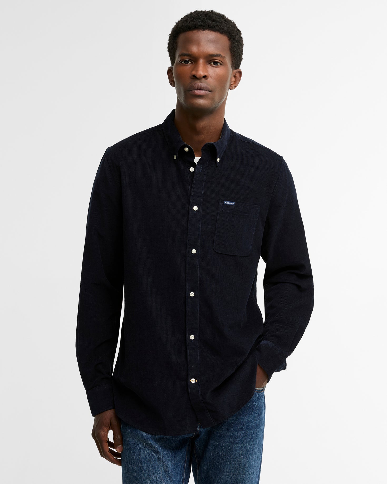 Barbour Ramsey Tailored Cord Shirt - Navy