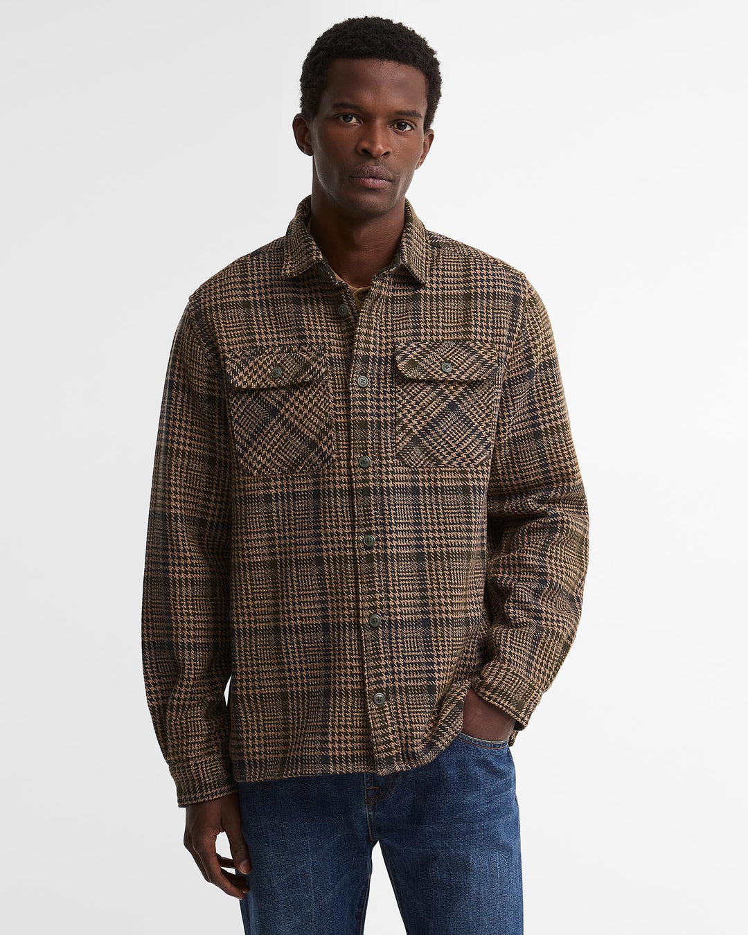 Barbour Millom Relaxed Houndstooth Shirt - Olive