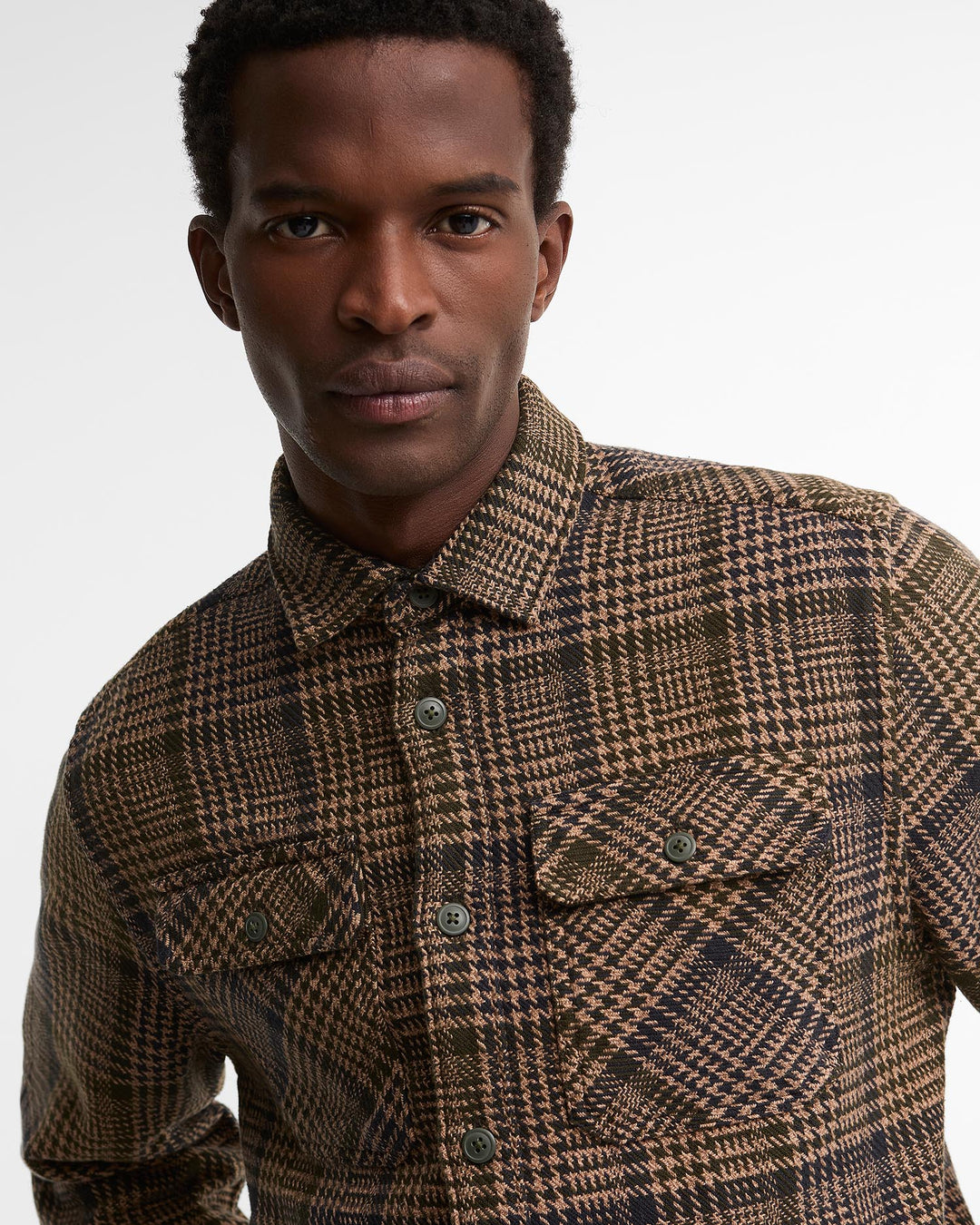 Barbour Millom Relaxed Houndstooth Shirt - Olive