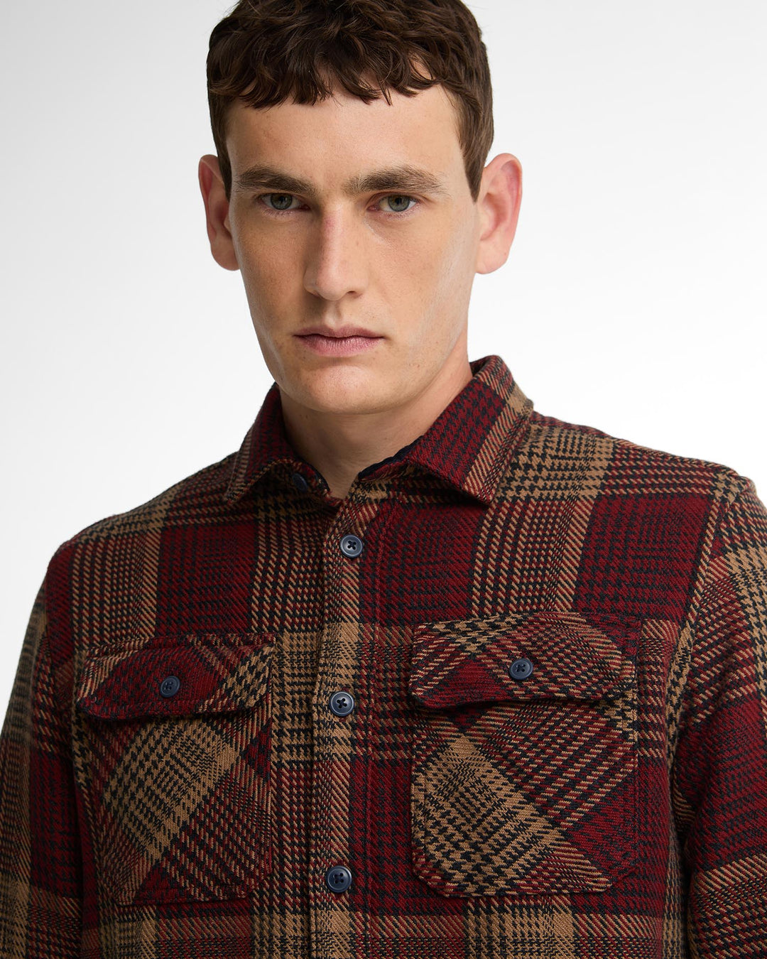 Barbour Millom Relaxed Houndstooth Shirt - Red