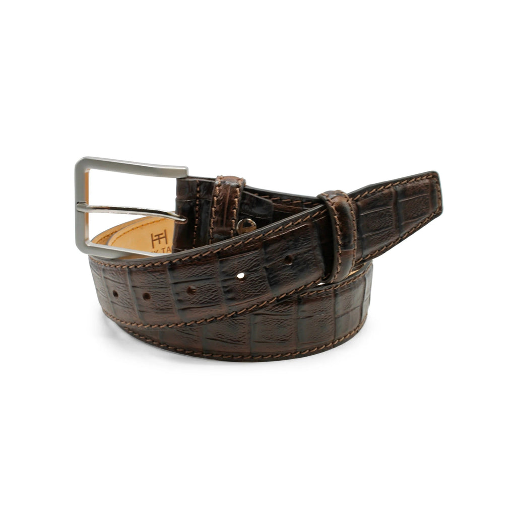 Huxley Tanner "McEnroe" Mock Alligator Texture Leather Belt
