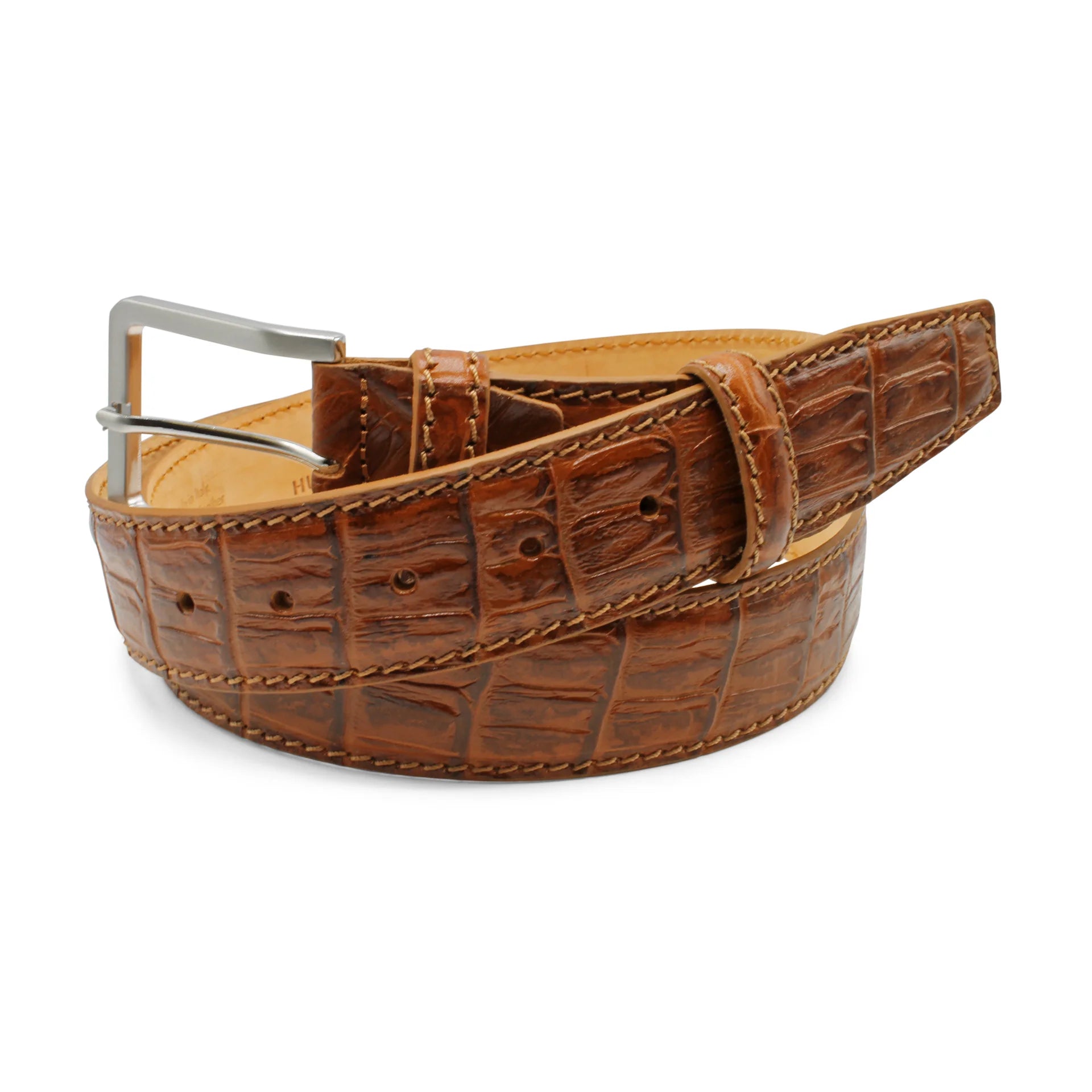 Huxley Tanner "McEnroe" Mock Alligator Texture Leather Belt