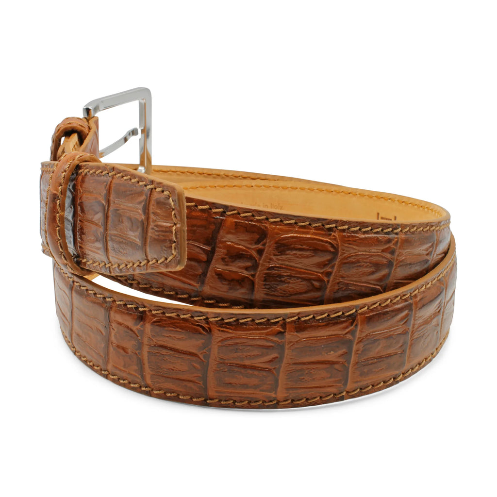 Huxley Tanner "McEnroe" Mock Alligator Texture Leather Belt