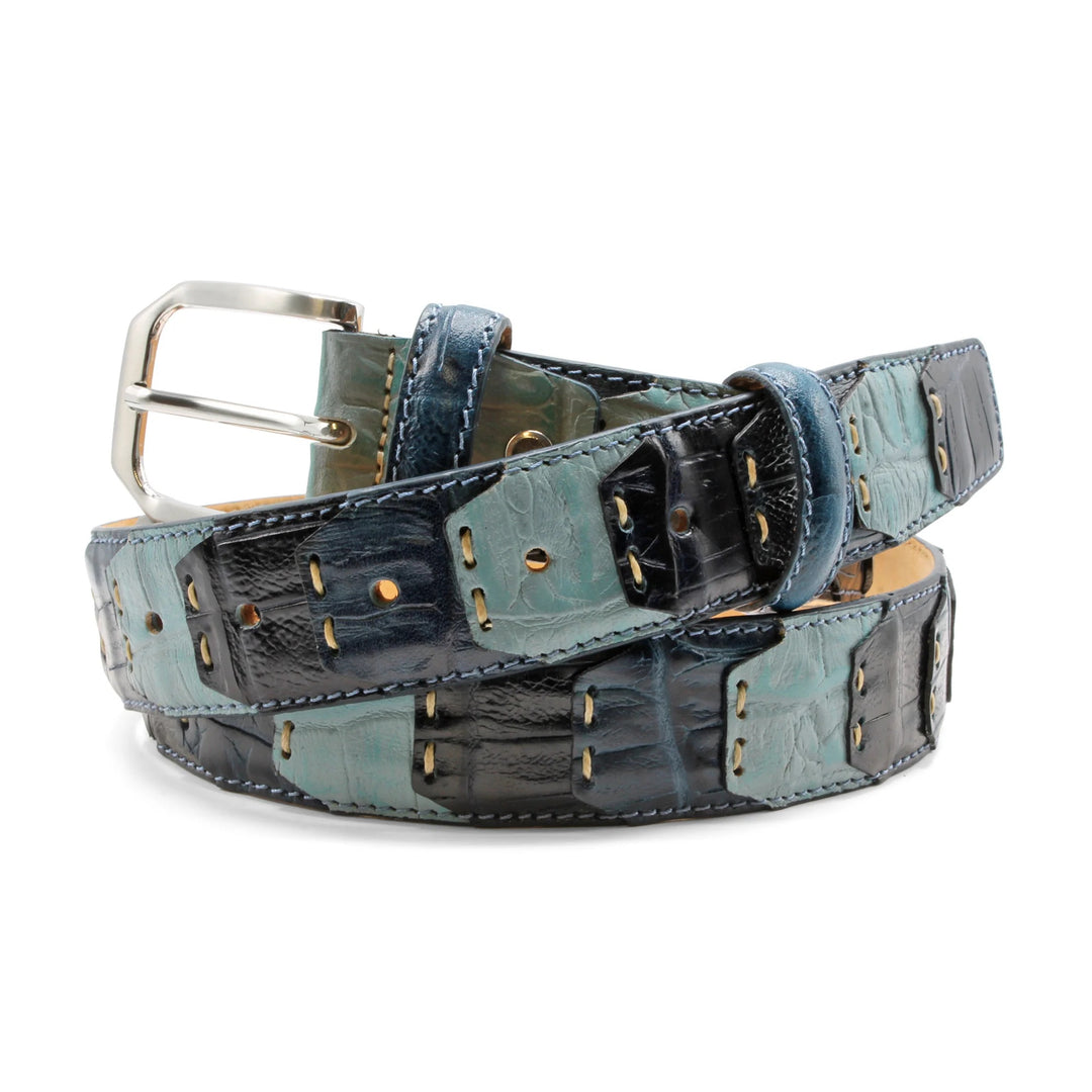 Huxley Tanner "Montana" Patchwork Alligator Texture Leather Belt
