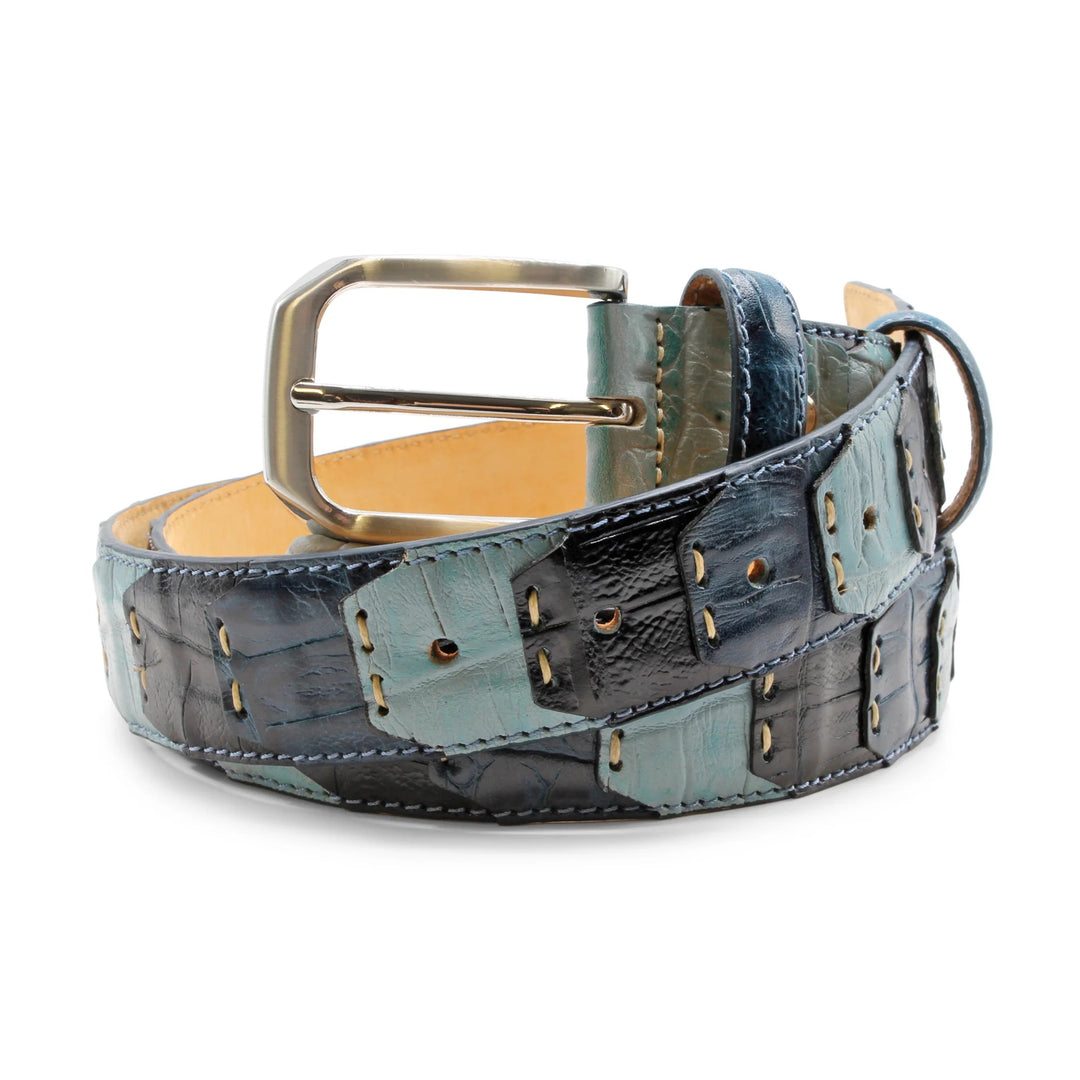 Huxley Tanner "Montana" Patchwork Alligator Texture Leather Belt