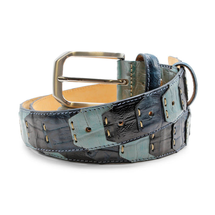 Huxley Tanner "Montana" Patchwork Alligator Texture Leather Belt