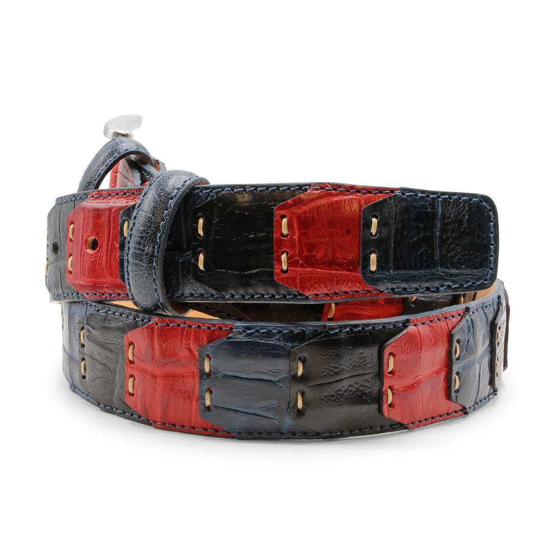 Huxley Tanner "Montana" Patchwork Alligator Texture Leather Belt